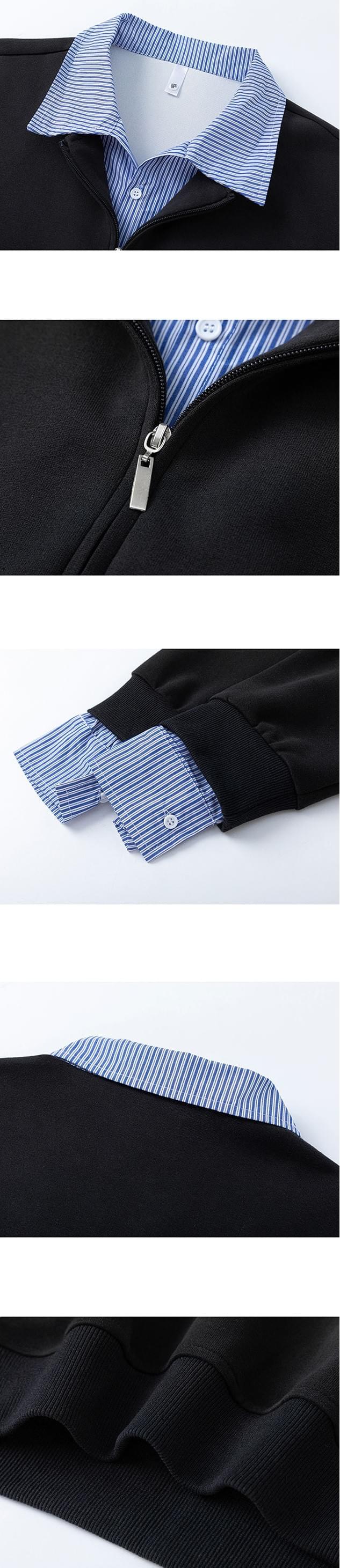 假兩件式恤衫拼接 重磅 POLO 衛衣 [CBH-1025]