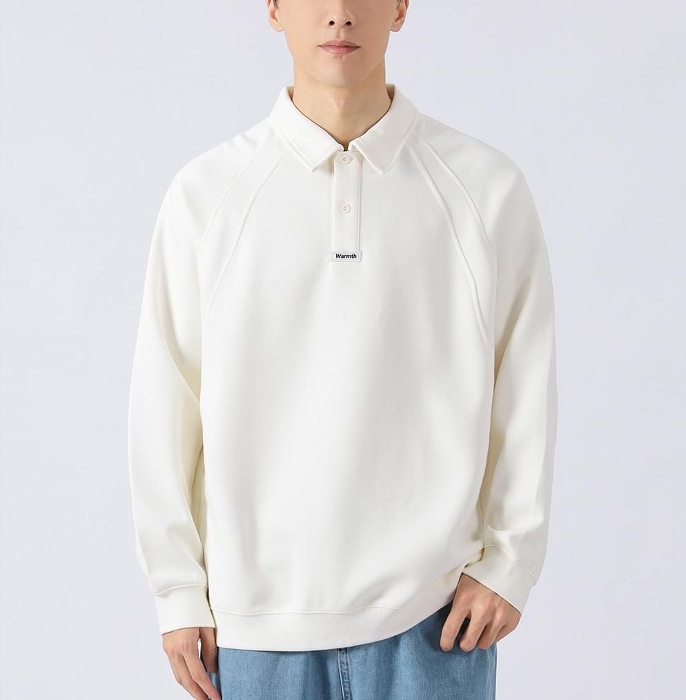 日系細文字刺繡 重磅長袖 POLO 衛衣 [CBH-1001]