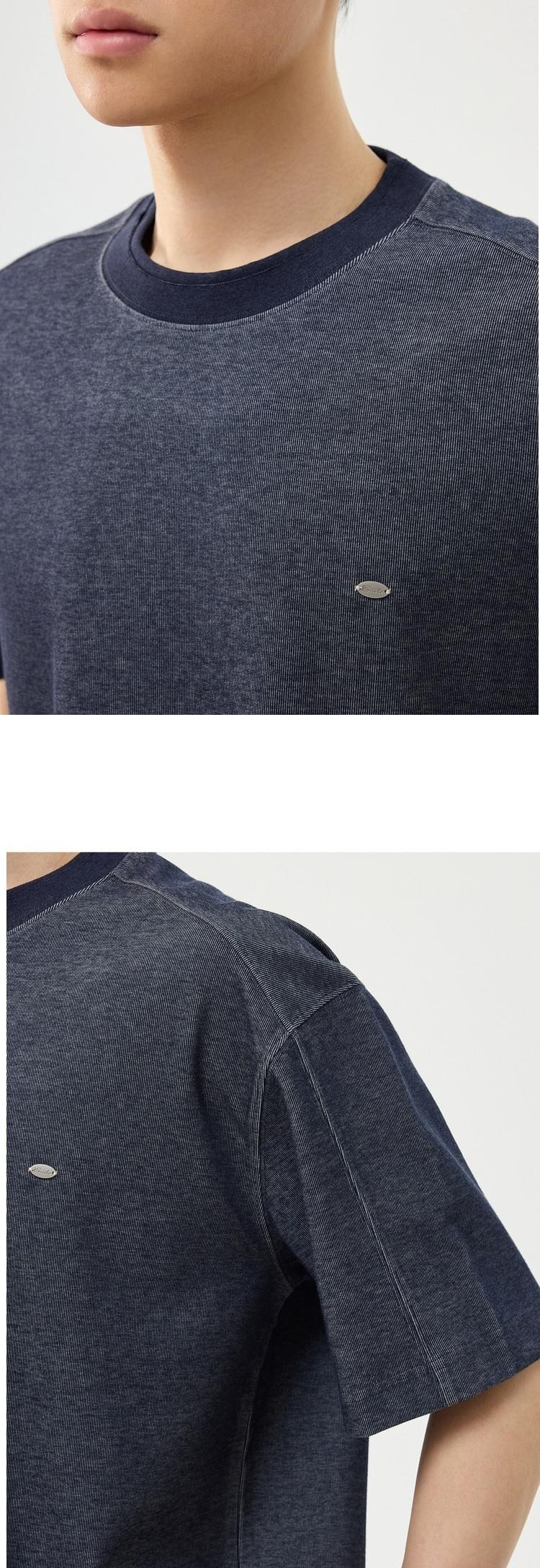仿牛仔布紗織設計 短袖 T-Shirt [CBT-1572]