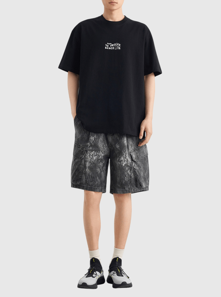 撞色文字圖案印燙設計 純棉短袖 T-Shirt [CBT-1289]