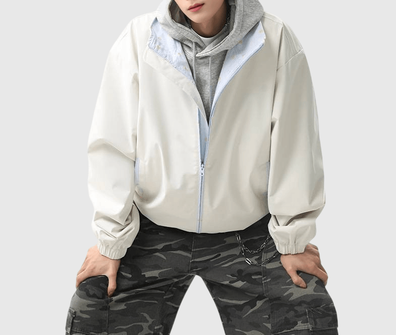 日系彩色細縫線內層撞色拼接 長袖風褸外套 [SBO-1504]