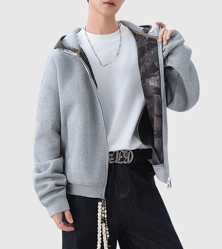 迷彩撞色連帽縫接 衛衣外套 [CBJ-1066]