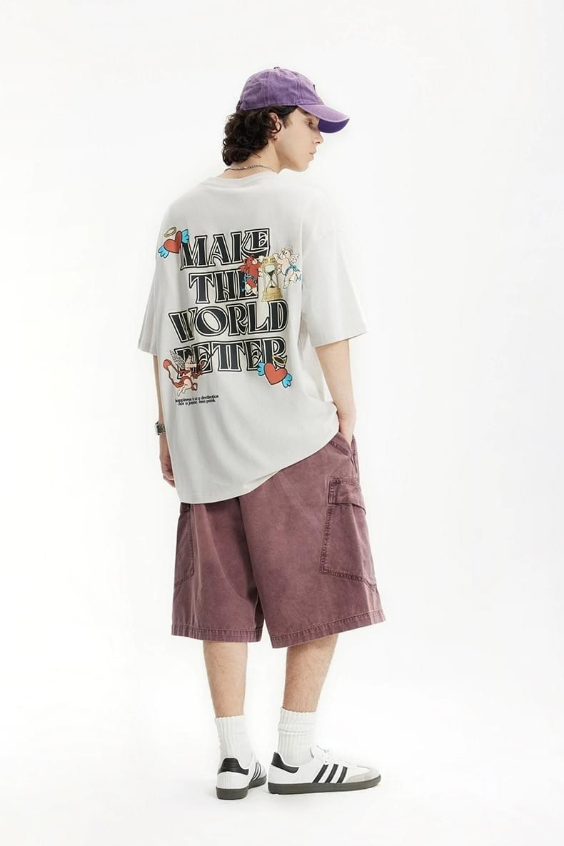 丘比特文字圖案印燙 純棉短袖 T-Shirt [CBT-1243]