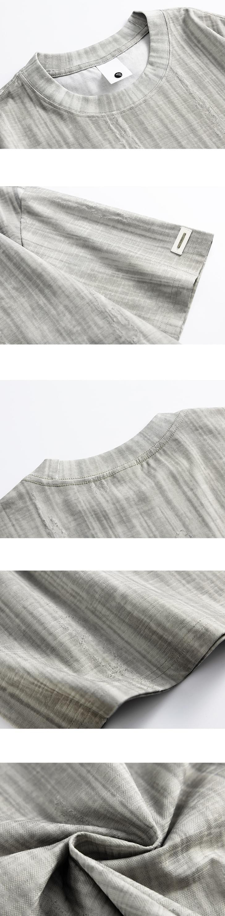 日系垂直瀑布紮染紋理編織 短袖 T-Shirt [SBT-1546]