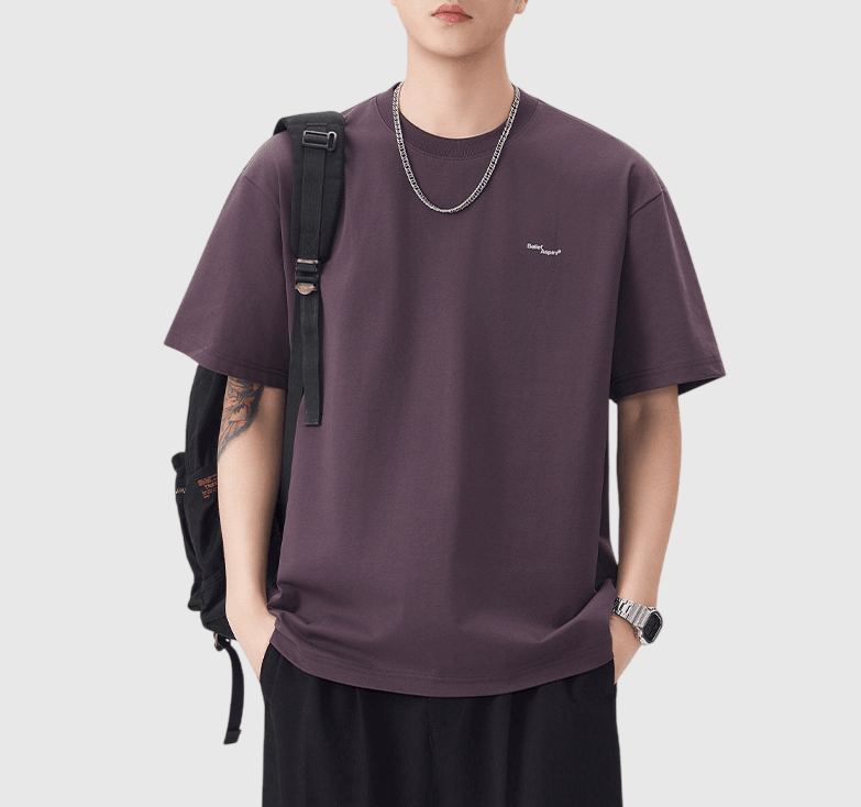 日系撞色細文字印燙設計 短袖 T-Shirt [SBT-1510]