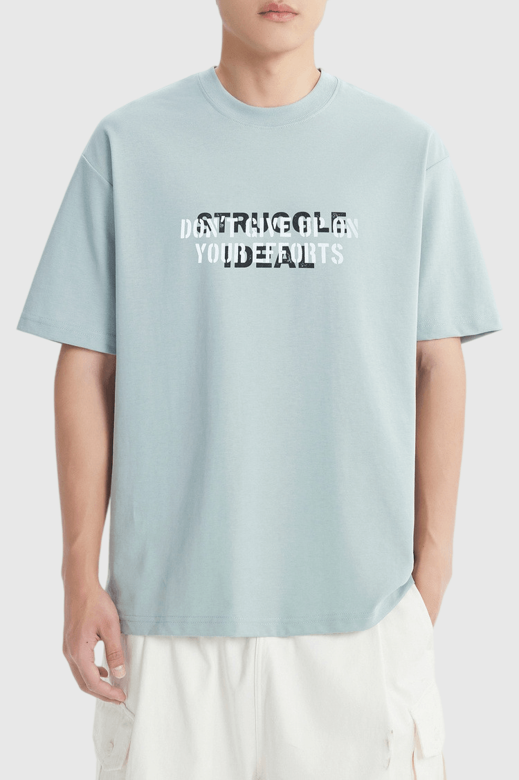 雙層次撞色文字印燙設計 短袖 T-Shirt [CBT-1578]