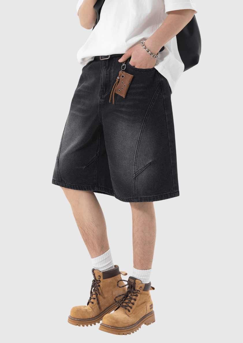 日系立體弧型分割縫線設計 牛仔短褲 [SBST-1157]