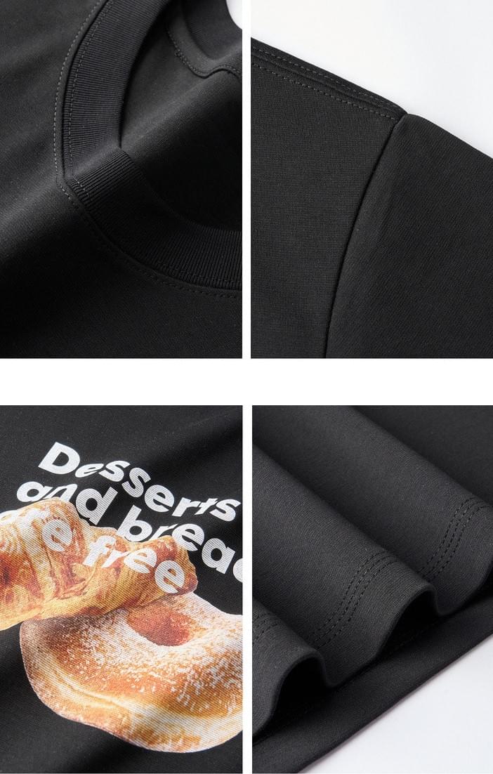 麵包圖案文字印燙設計 短袖 T-Shirt [CBT-1581]