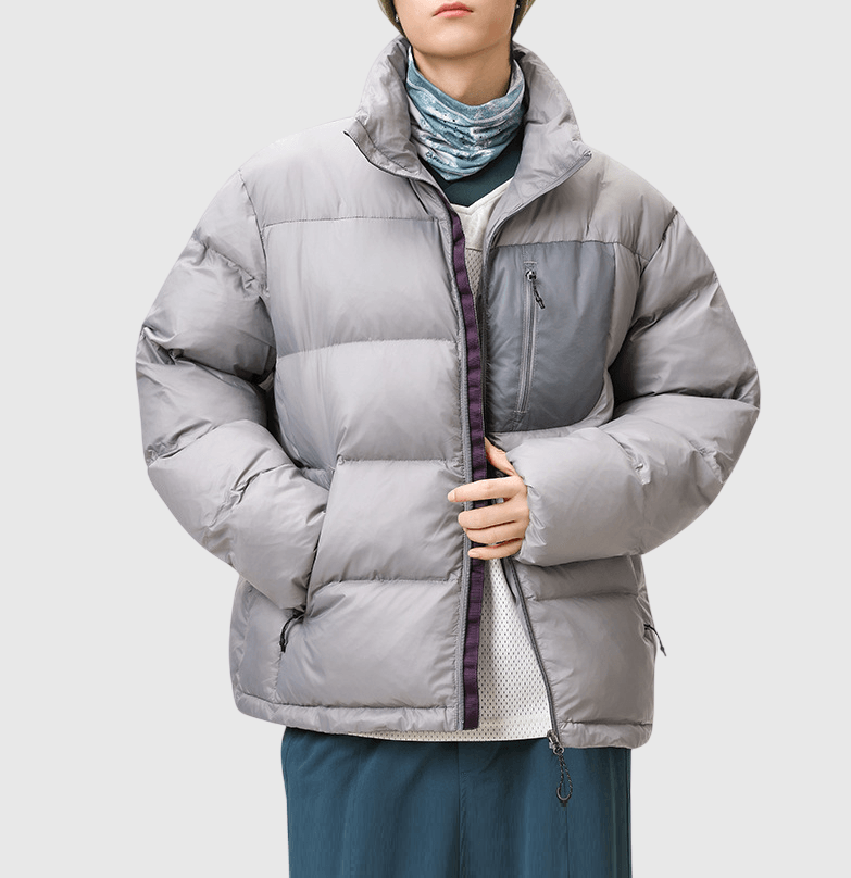 日系拉鍵前袋色系撞色拼接 夾棉長袖外套 [SBO-1490]