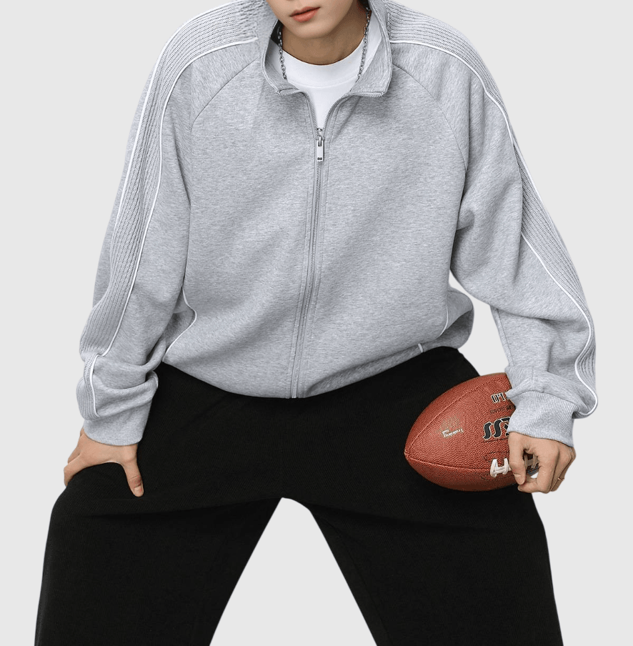 日系肩膊縫紉線條撞色拼接設計 長袖衛衣外套 [SBO-1496]