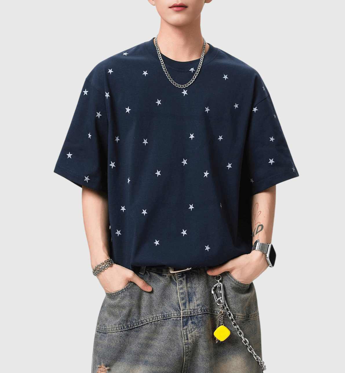 復古滿天星圖案印燙設計 純棉短袖 T-Shirt [SBT-1550]