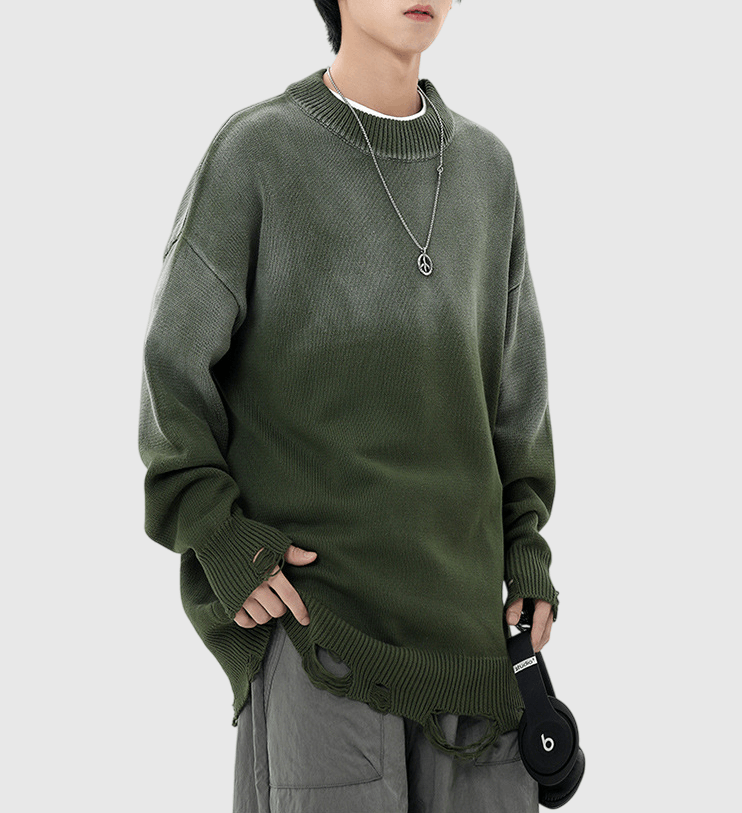 漸變色系編織設計 圓領針織冷衫 [CBK-1042]