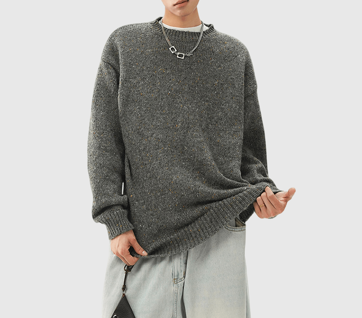 混色紗線編織設計 圓領針織冷衫 [CBK-1035]