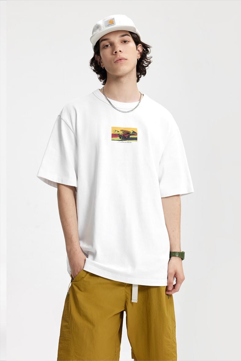 戶外露營車前後圖案印燙 純棉短袖 T-Shirt [CBT-1239]