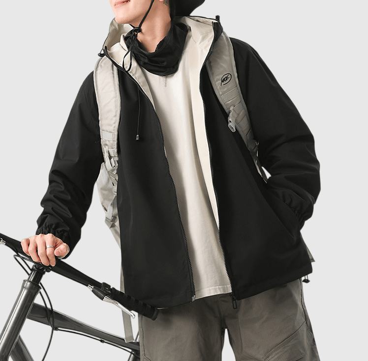 內層撞色設計 長袖連帽風褸外套 [CBJ-1072]