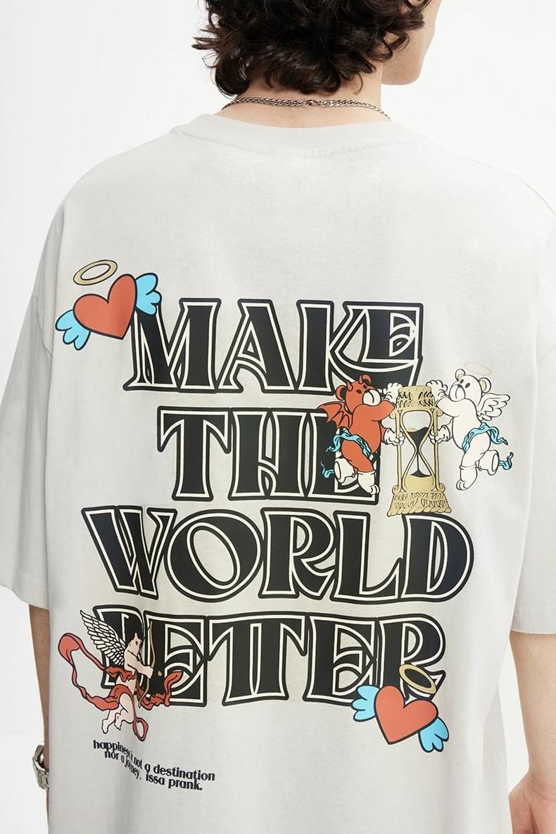 丘比特文字圖案印燙 純棉短袖 T-Shirt [CBT-1243]