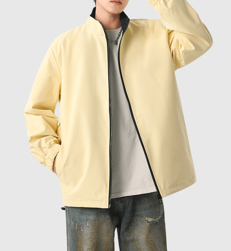 內層撞色設計 長袖風褸外套 [CBJ-1071]