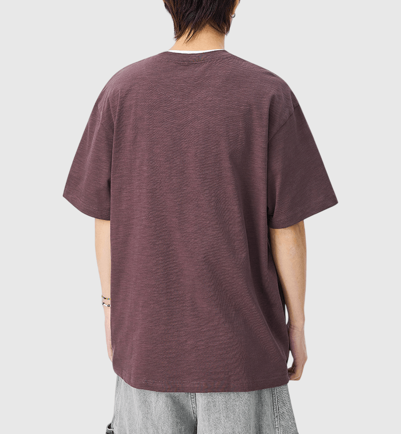 日系基礎層次假兩件式縫紉設計 亨利領天竺棉短袖 T-Shirt [SBT-1511]