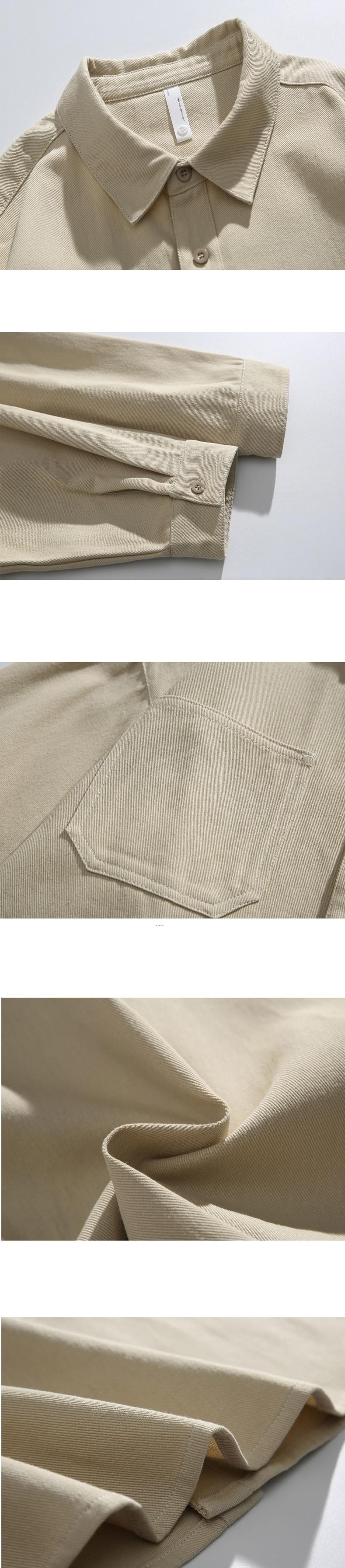 日系輕復古雙設計前袋縫紉 純棉長袖恤衫 [SBS-1207]