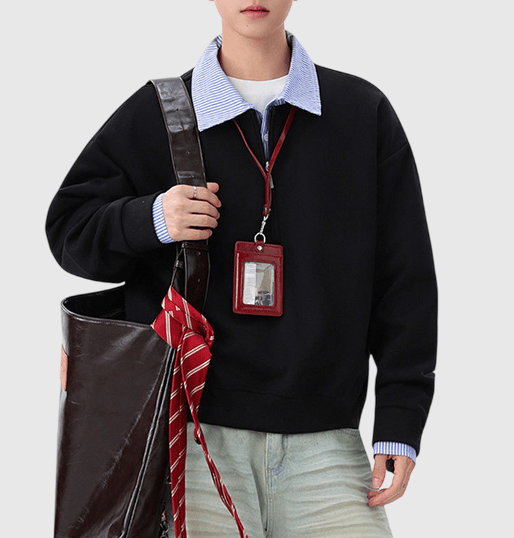 假兩件式恤衫拼接 重磅 POLO 衛衣 [CBH-1025]