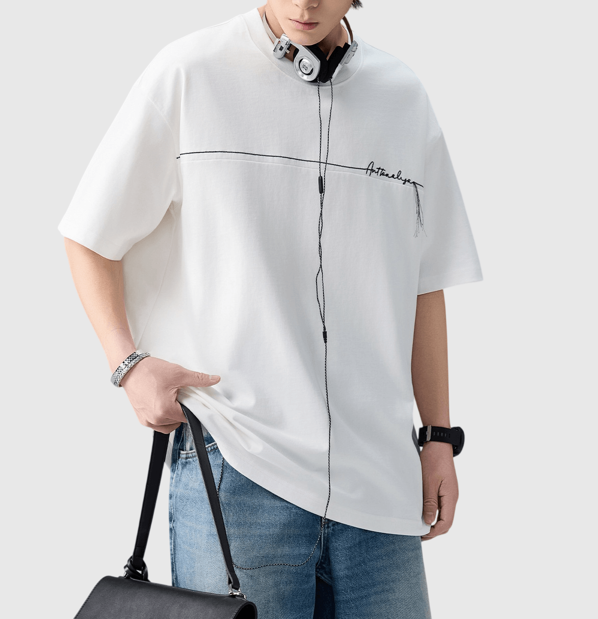 車縫文字工藝設計 純棉短袖 T-Shirt [SBT-1571]
