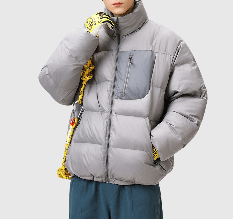 日系拉鍵前袋色系撞色拼接 夾棉長袖外套 [SBO-1490]