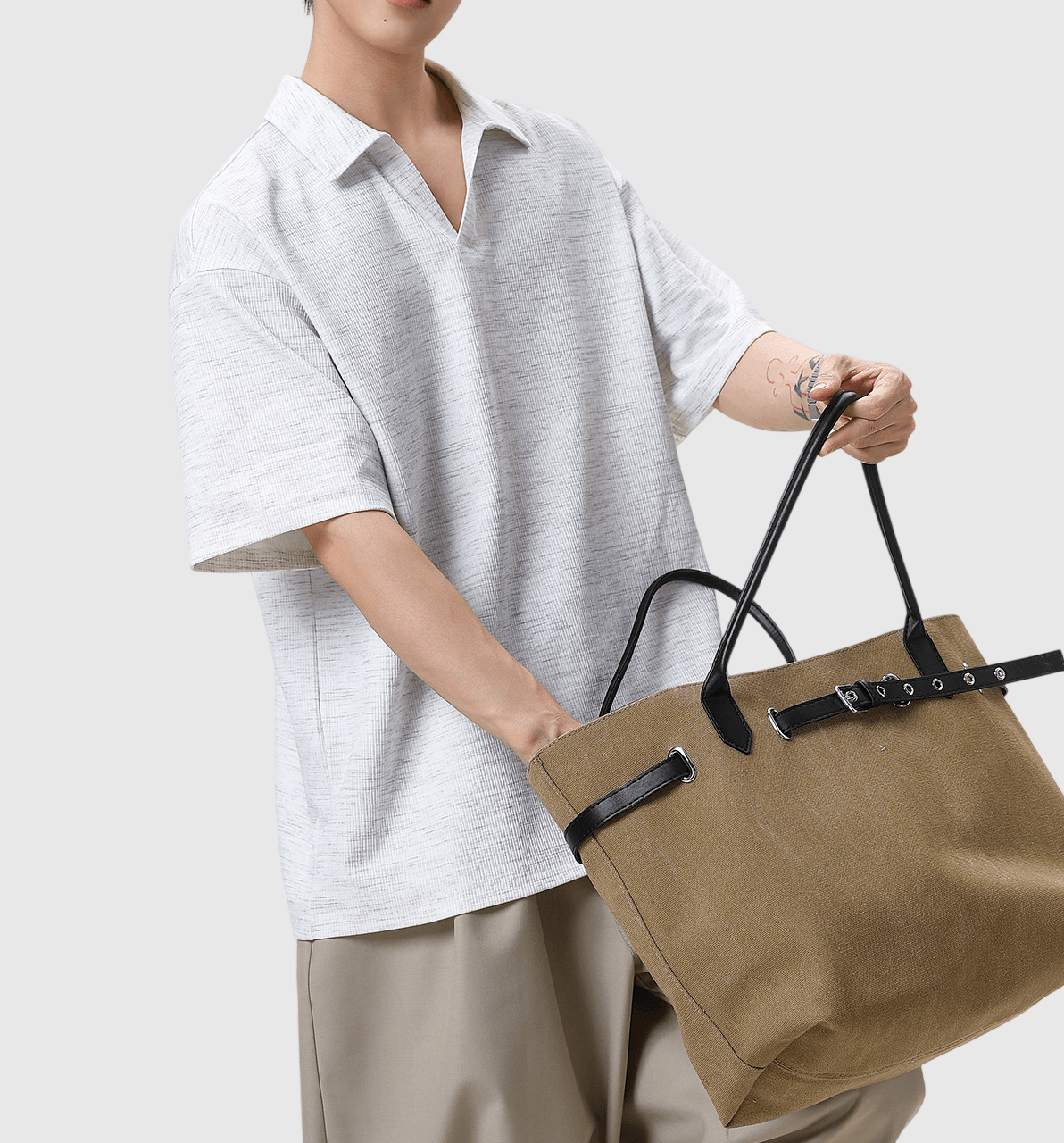 日系混色編織紋理設計 V 領透氣短袖 T-Shirt [SBT-1551]