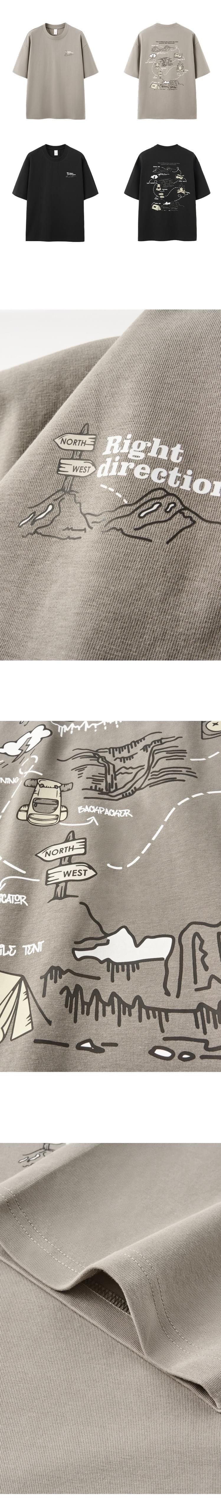 戶外登山地圖圖案文字印燙 短袖 T-Shirt [CBT-1266]