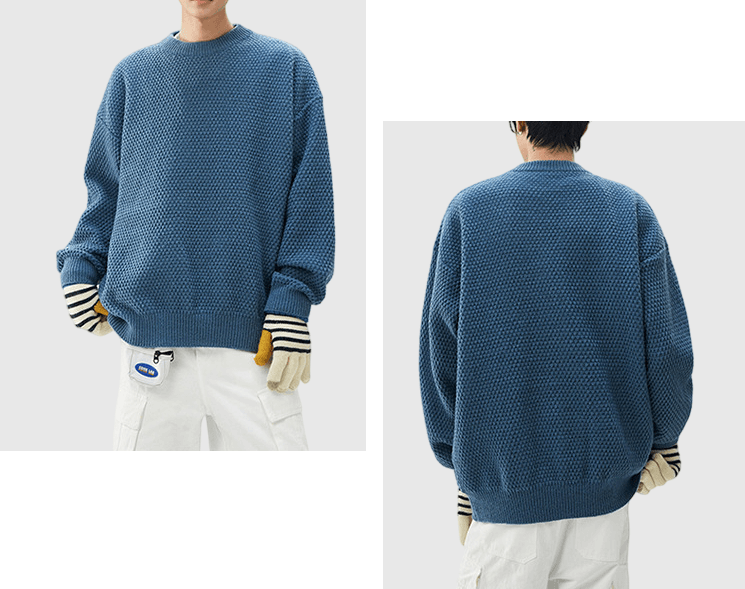 立體菠蘿紋理織布設計 圓領針織冷衫 [CBK-1036]