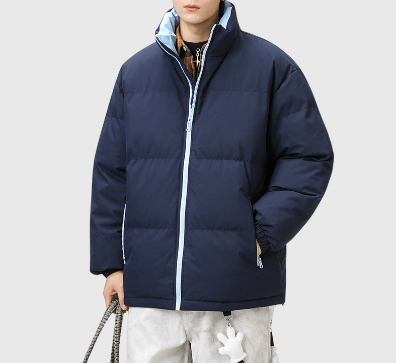 日系基礎內層領口撞色設計 夾棉長袖外套 [SBO-1488]