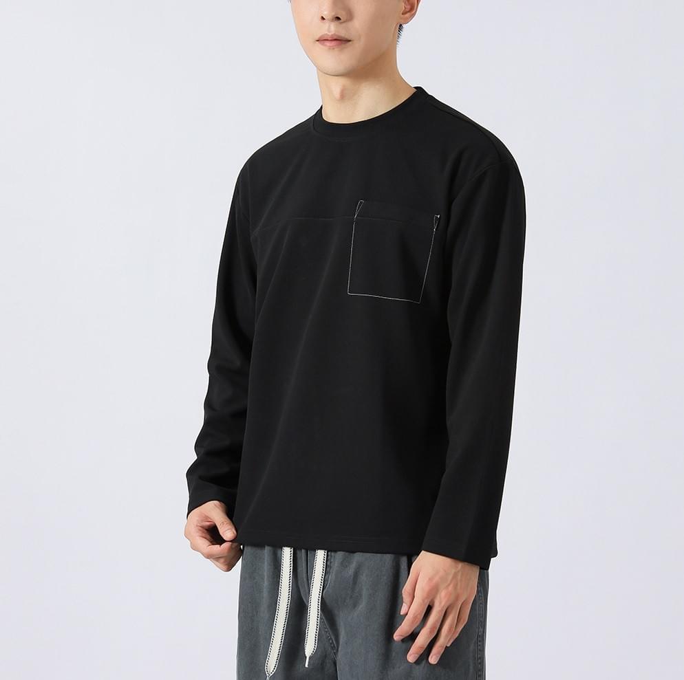 日系前袋明線刺繡 長袖 T-Shirt [CBT-1116]