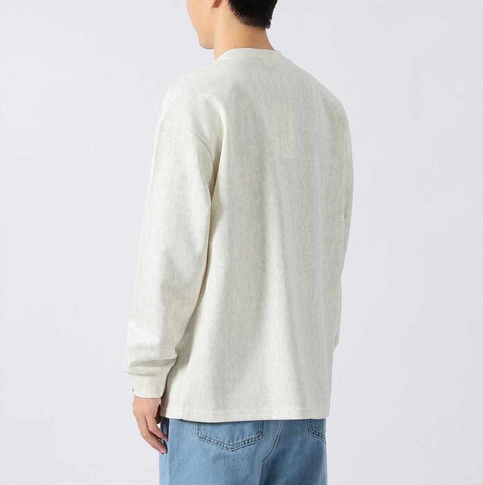 復古中身立體文字印燙 紮染長袖 T-Shirt [CBT-1227]