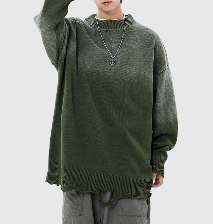 漸變色系編織設計 圓領針織冷衫 [CBK-1042]