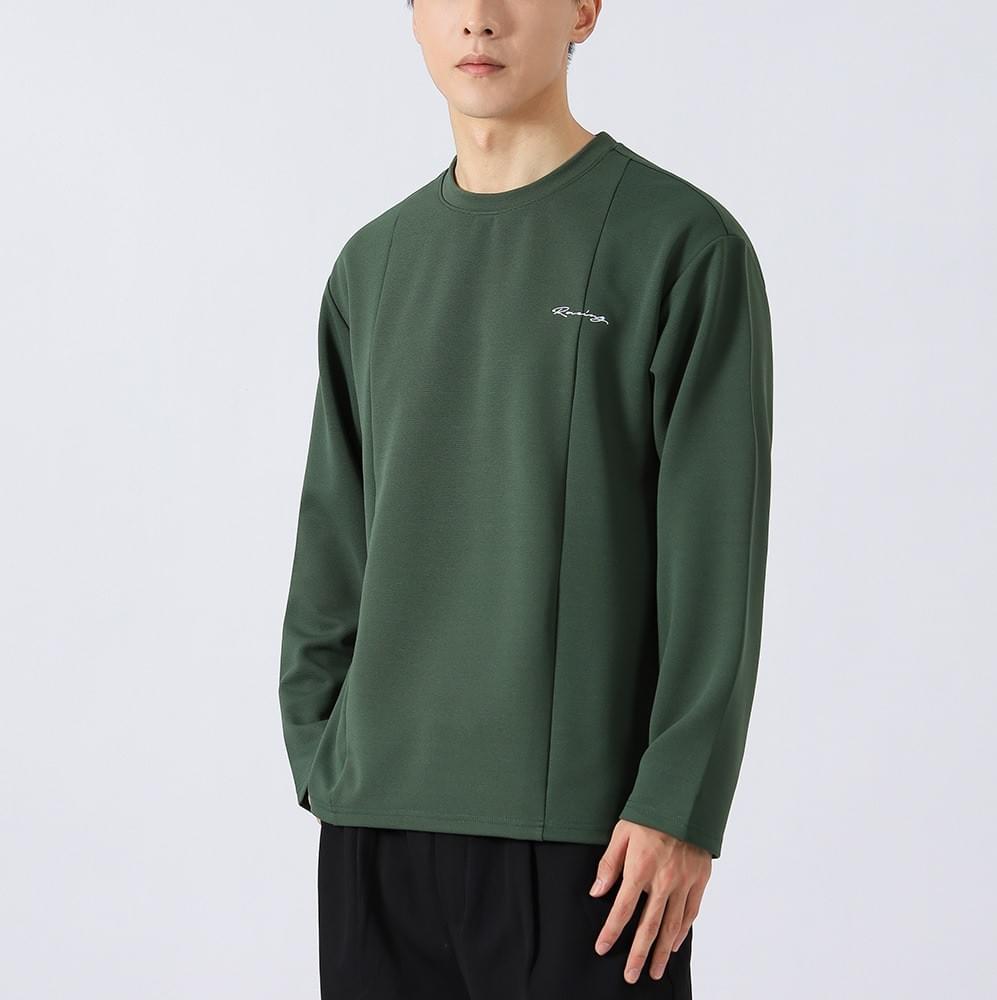 日系層次拼接文字刺繡 肌理紋理長袖 T-Shirt [CBT-1118]