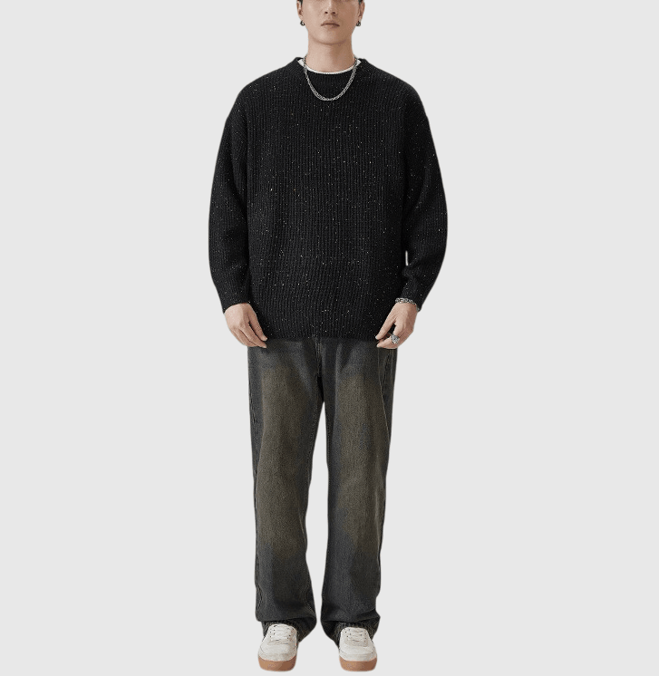 日系彩點紗 圓領針織毛衣 [SBK-1055]