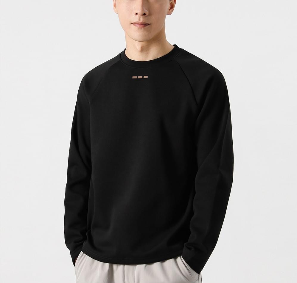 簡約立體細方塊圖案印燙 長袖 T-Shirt [CBT-1228]