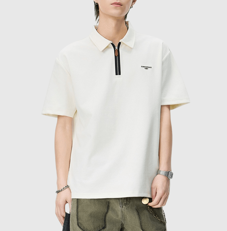 日系半拉鍊設計 短袖 POLO T-Shirt [SBT-1581]