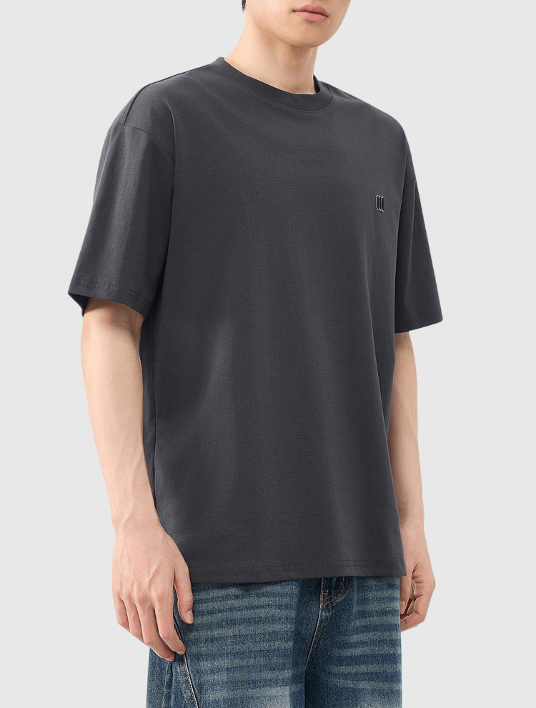 簡約垂直符號刺繡設計 短袖 T-Shirt [CBT-1306]