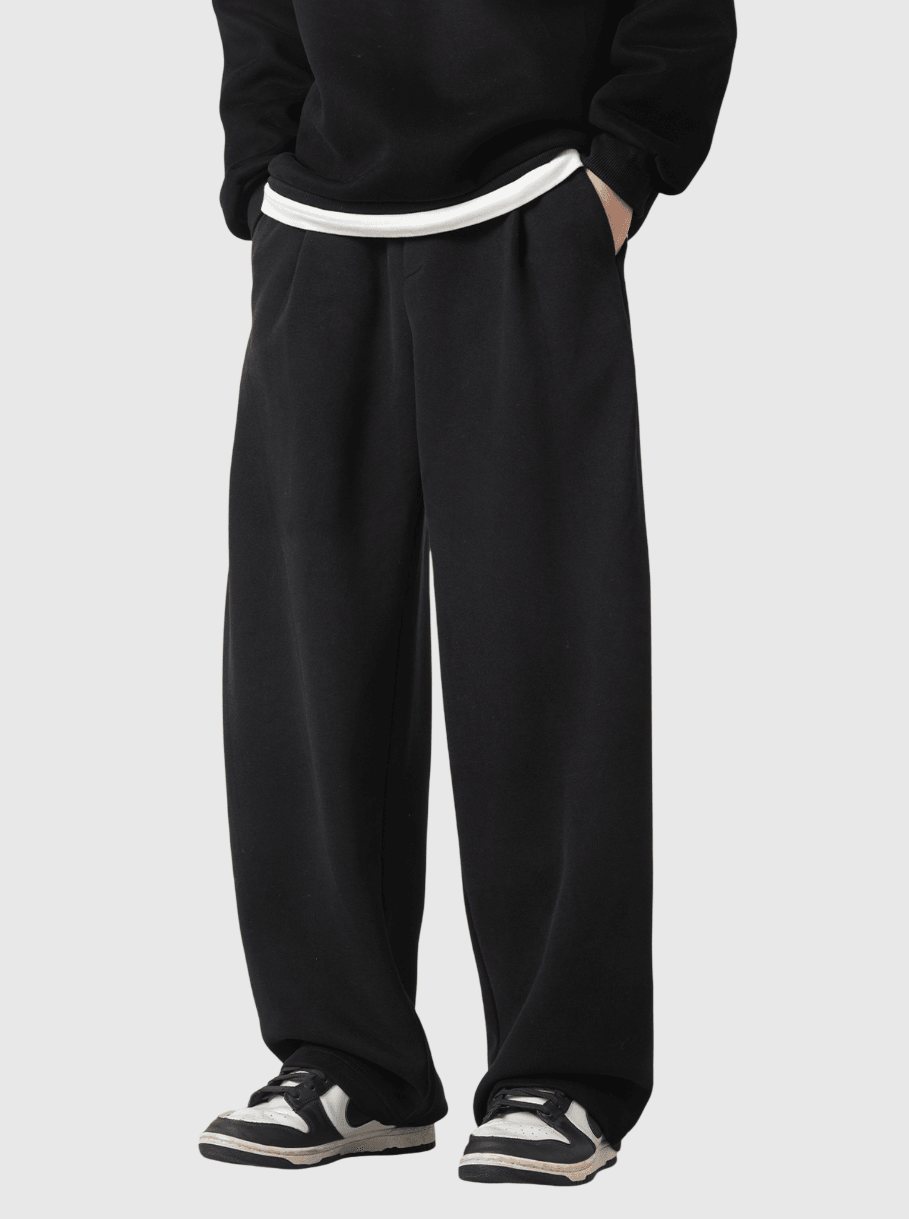 日系基礎雙側縫紉褶皺設計 闊腳棉衛長褲 [SBP-1191]