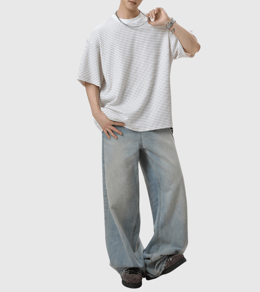 日系基礎橫間條紋 透氣短袖 T-Shirt [SBT-1521]