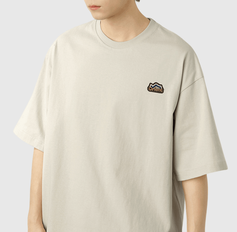 山系撞色細圖案文字刺繡 純棉短袖 T-Shirt [SBT-1328]