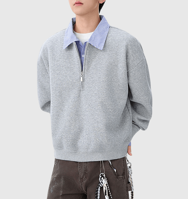 假兩件式恤衫拼接 重磅 POLO 衛衣 [CBH-1025]