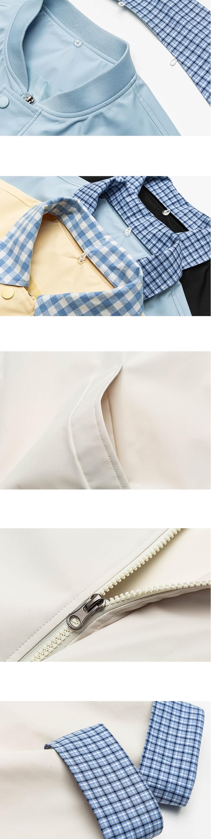 領口可拆卸假兩件式恤衫拼接 棒球外套 [SBO-1491]