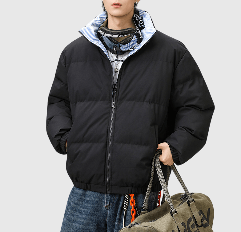 日系基礎內層撞色條紋設計 夾棉長袖外套 [SBO-1489]