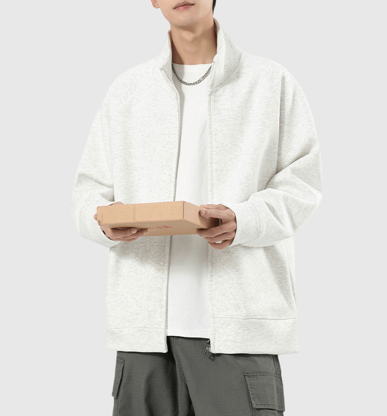 日系基礎立體縫紉 重磅半領長袖衛衣外套 [SBO-1500] 