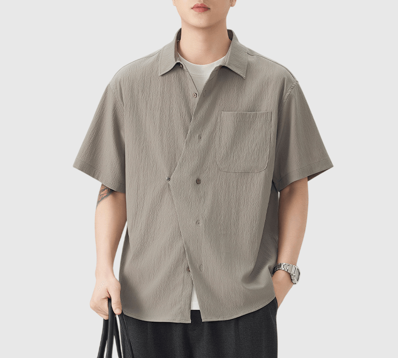 日系不規則層次設計 透氣短袖恤衫 [SBS-1401]