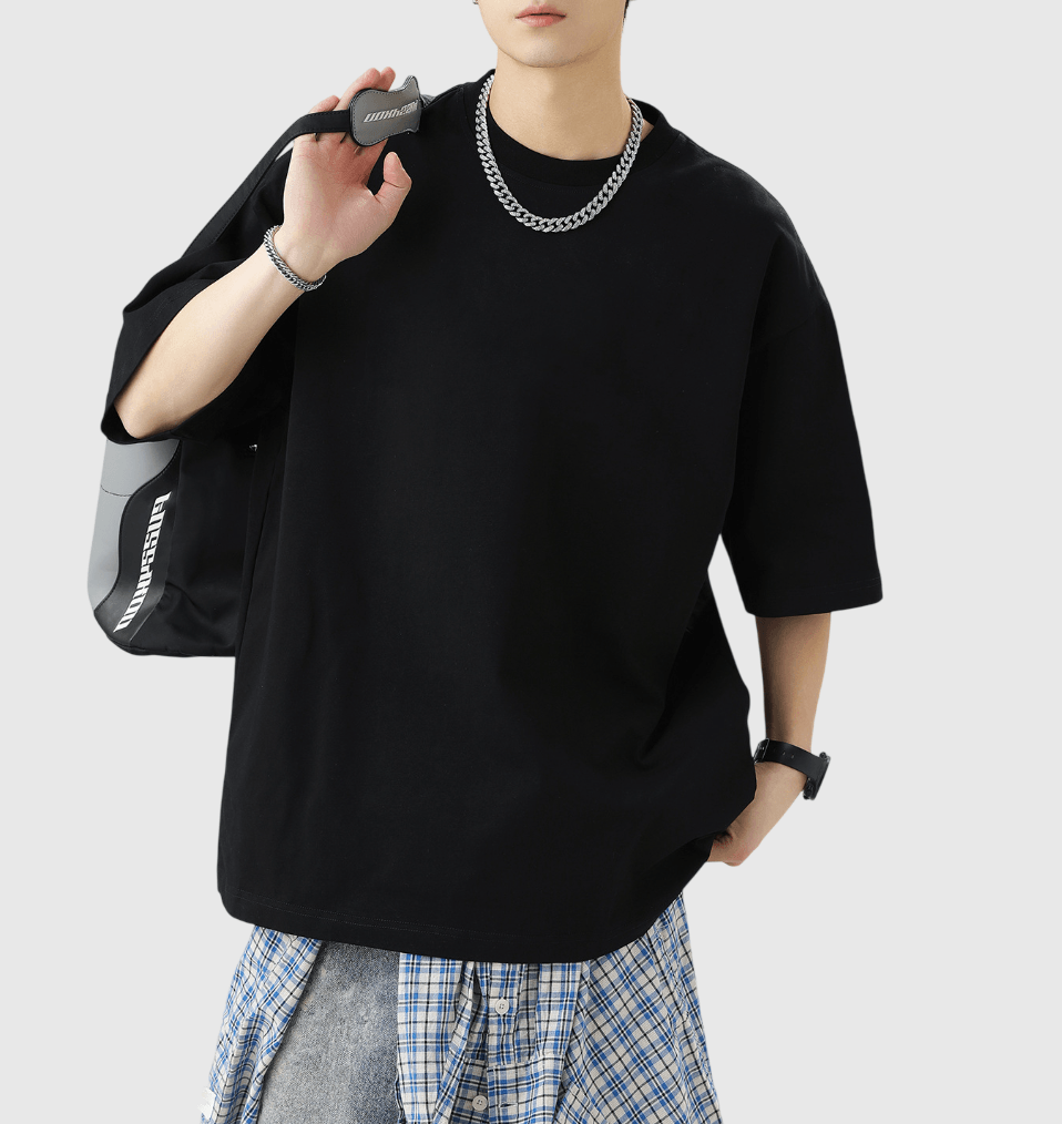 日系基礎文青色系 輕身舒適220g 純棉鬆身落肩短袖 T-Shirt [SBT-1185]