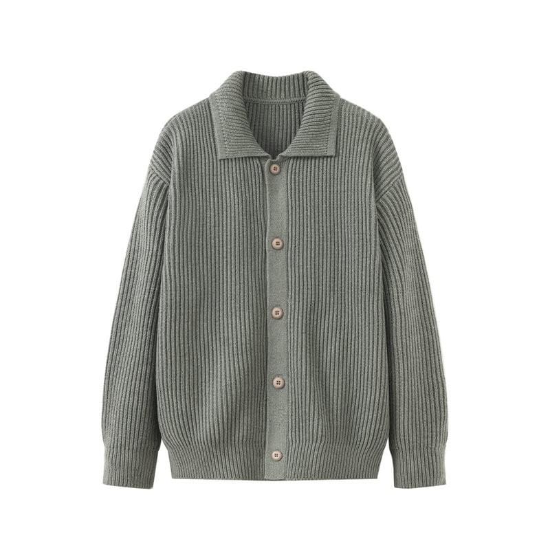 日系基礎垂直紋理 重磅針織長袖外套 [SBO-1501]