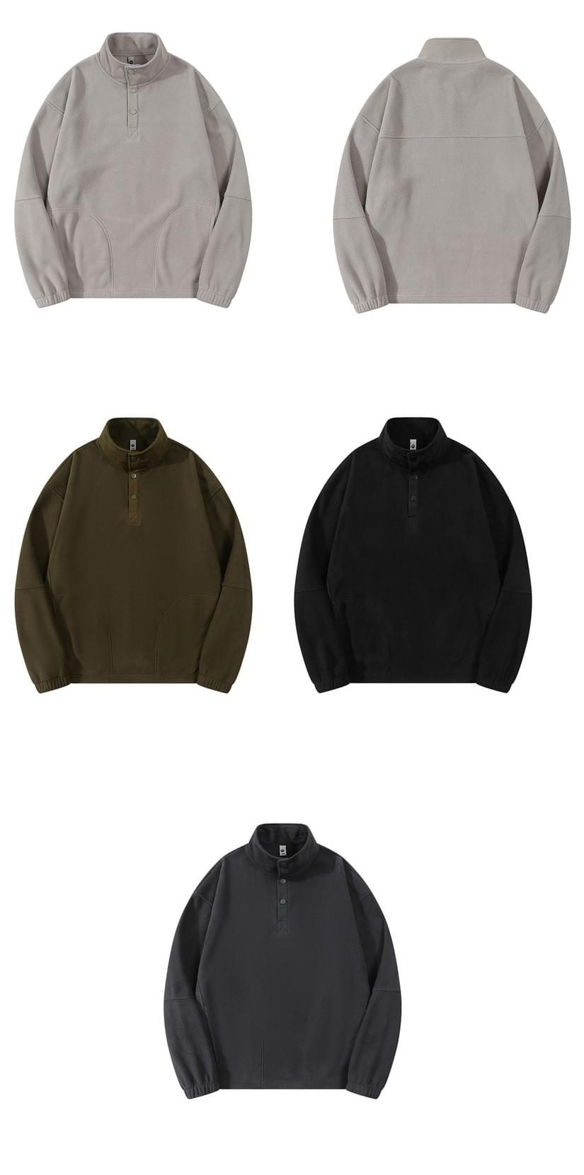 日系基礎重磅 300g 絨毛粒 鈕扣半領衛衣 [SBH-1342]