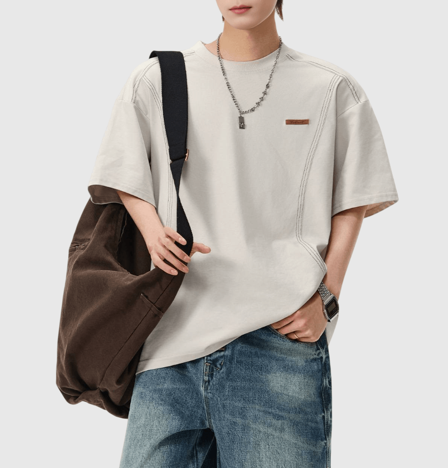 立體分割撞色縫線設計 純棉短袖 T-Shirt [SBT-1478]